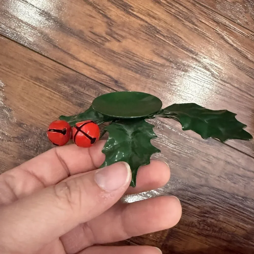 Department 56 Metal Candle Holder Holly Berries 6in Christmas Holiday Green, G4